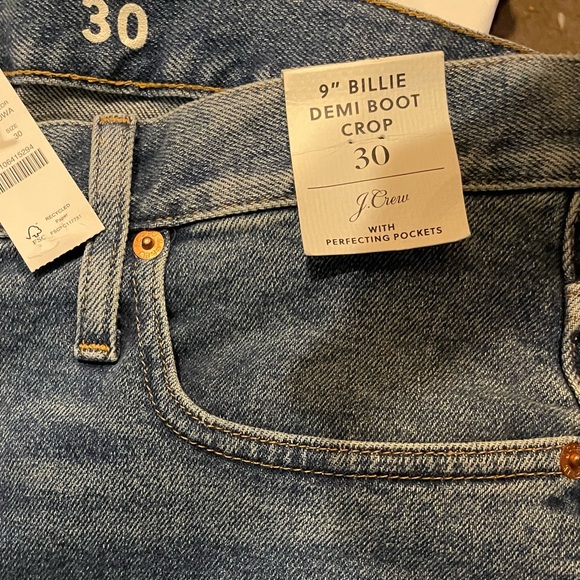 J.CREW 9” Billie Demi Boot Crop Jeans NWT Size 30 Odette Wash - Picture 8 of 10